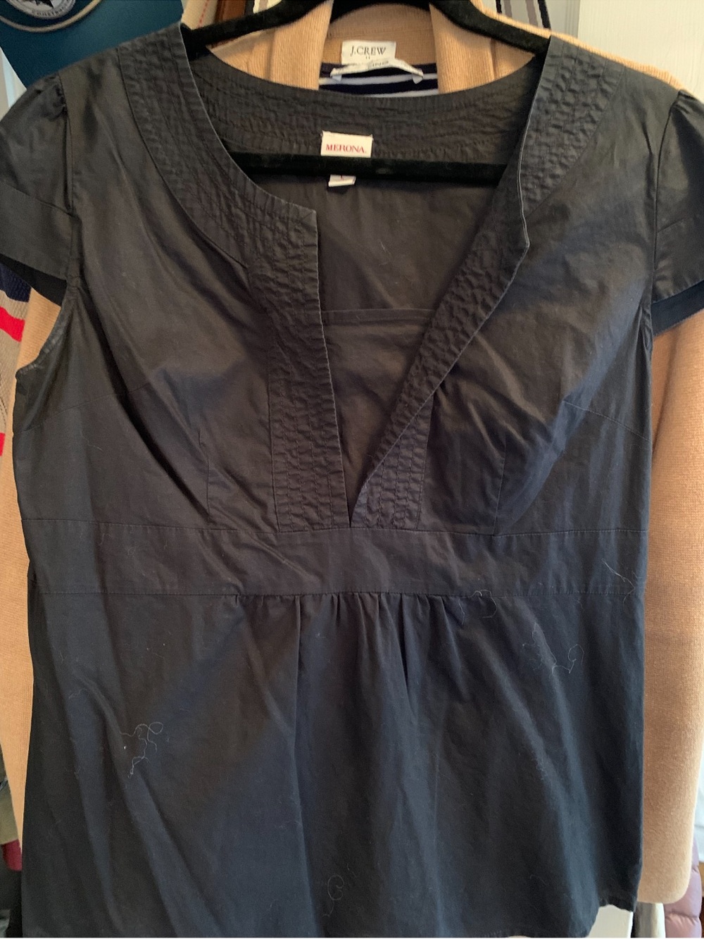 Merona Cotton Cap Sleeve Black Top - Large